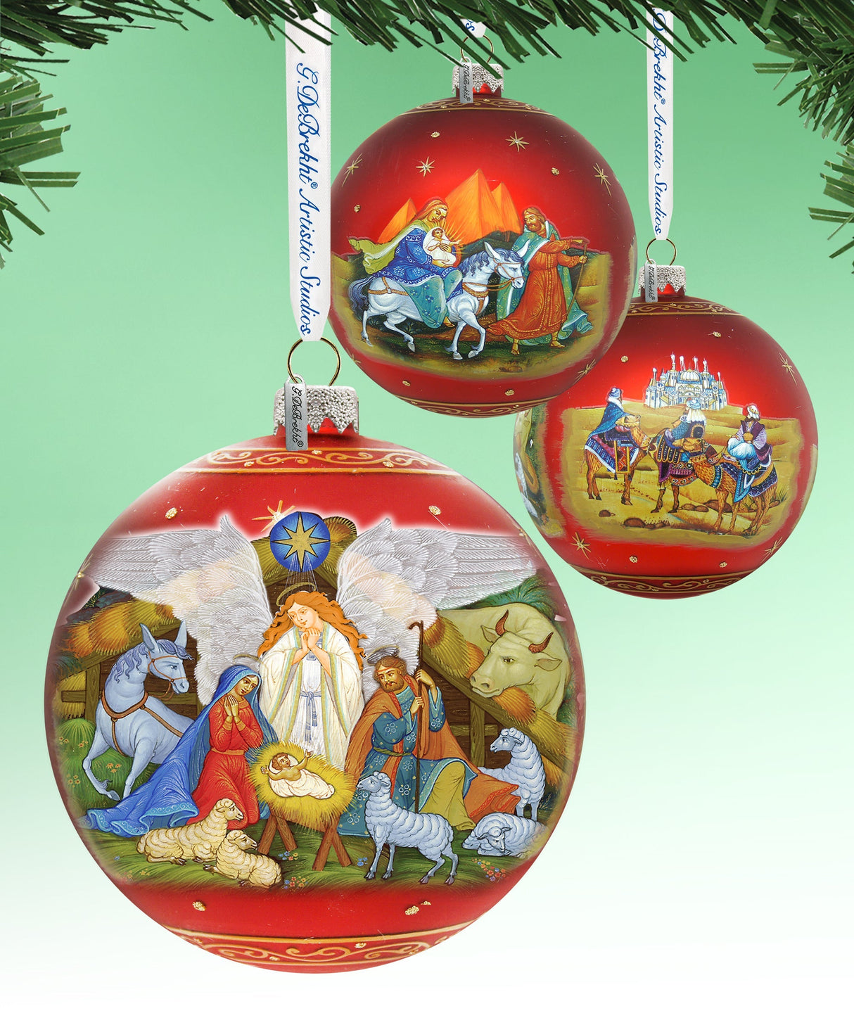 Adorno navideño de cristal de edición limitada con forma de bola de la Natividad, luz de protección de gran tamaño - 73860 de G. DeBrekht