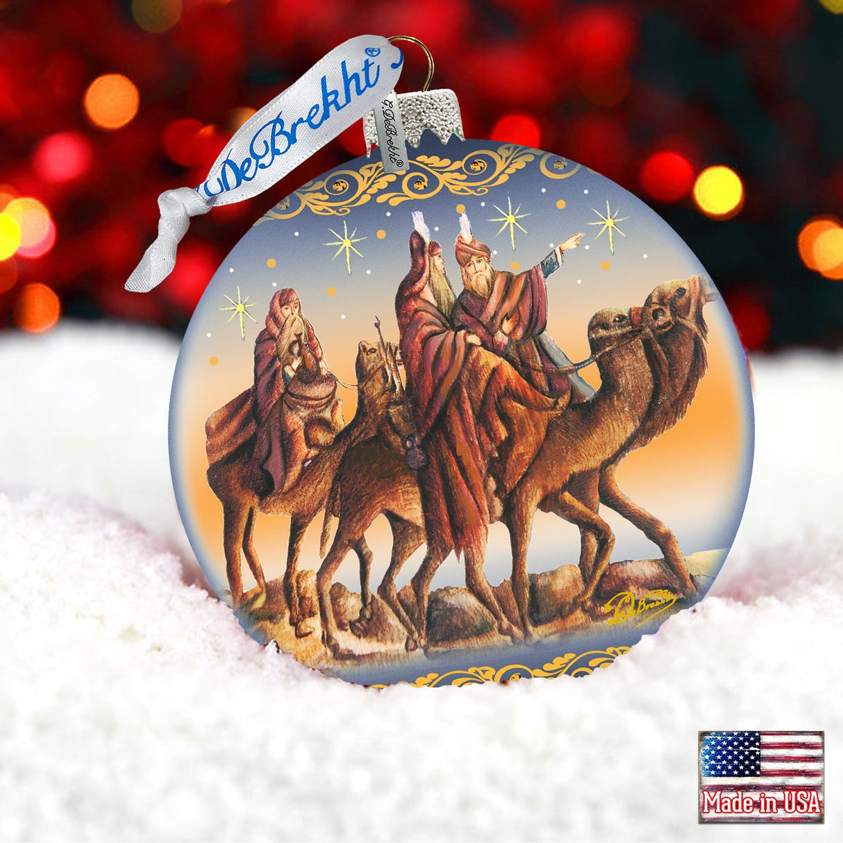 Nostalgic Tree Kings Journey Glass Ornament Limited Edition by G. DeBrekht - Nativity Holiday Decor - 73882