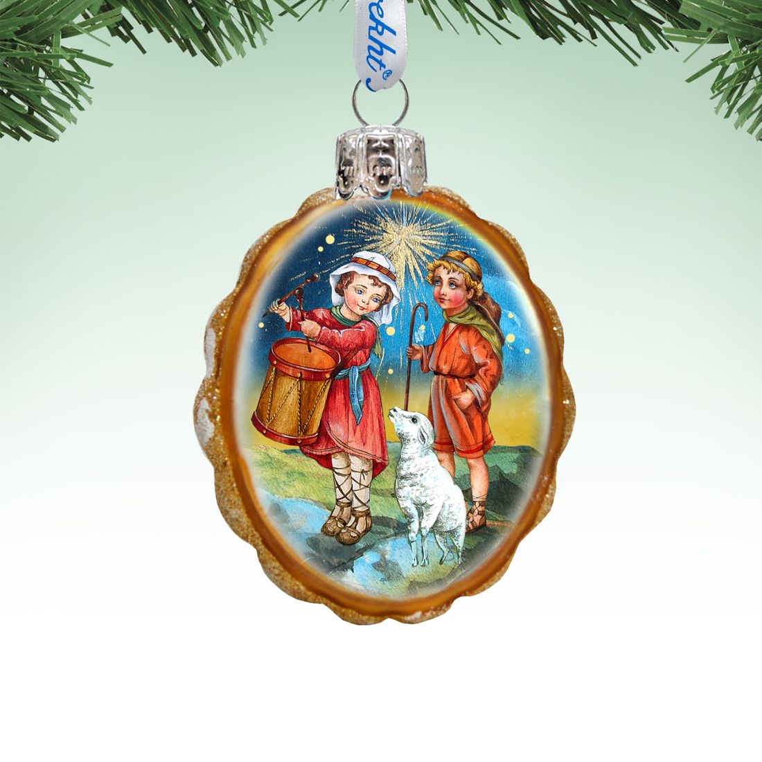 Drummer and Shepherd Boy Mercury Glass Ornament by G. DeBrekht - Nativity Holiday Decor - 772074