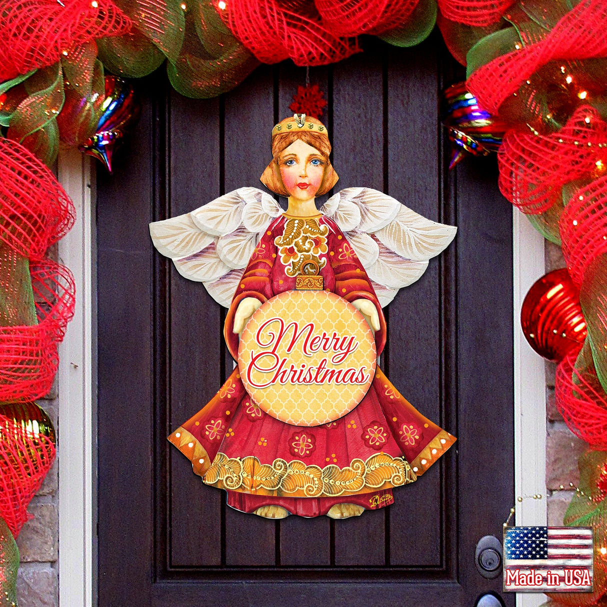 Dated Merry Christmas Angel Door Hanger by G. DeBrekht - Designocracy - 8152722H-MCH