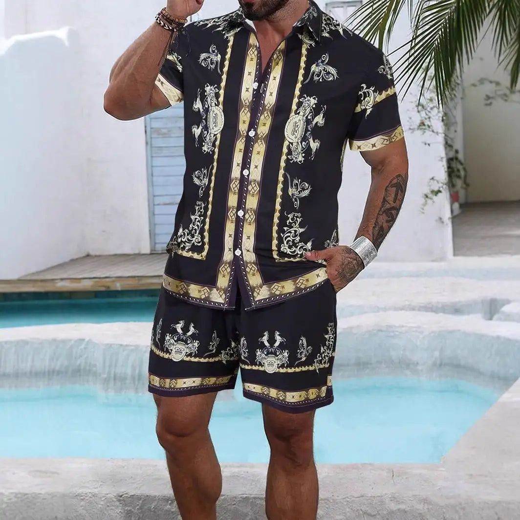 3D Digital Printing Men's Casual Loose Shirt Shorts - Lootquake