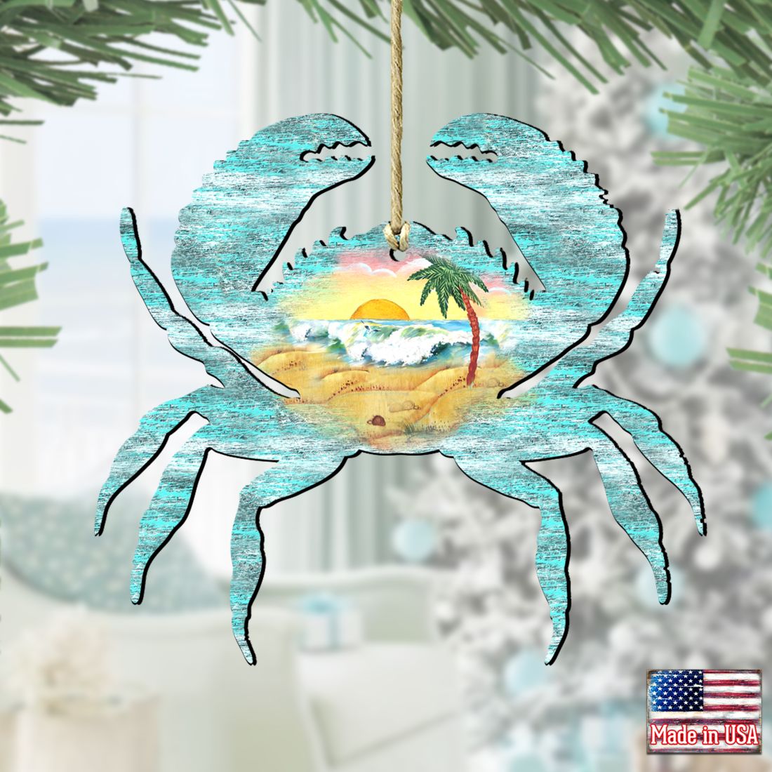 Crab Wooden Ornaments by G. DeBrekht - Coastal Holiday Decor - 8198511
