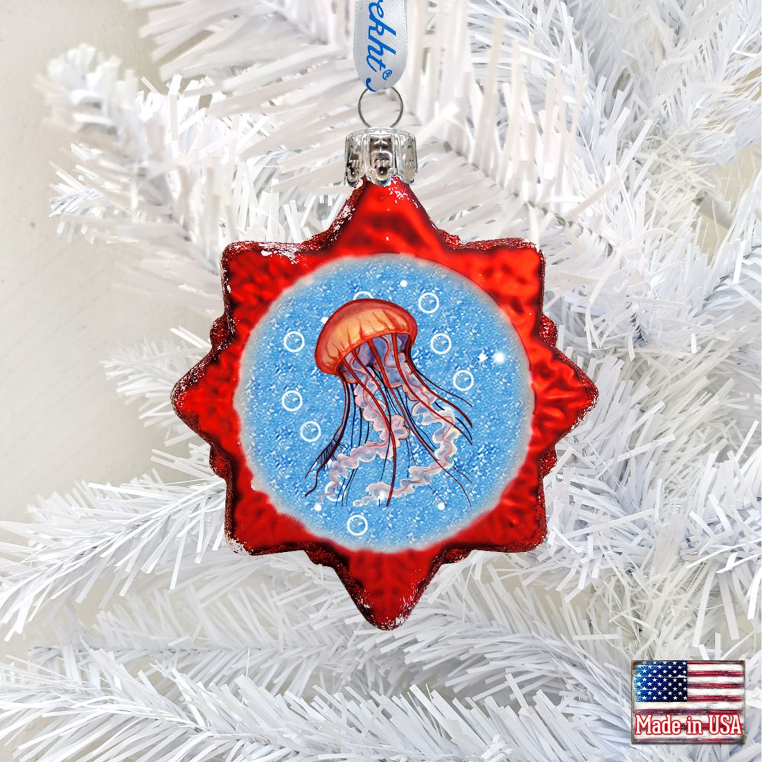 Jellyfish Mercury Glass Ornament by G. DeBrekht - Coastal Holiday Decor - 777378