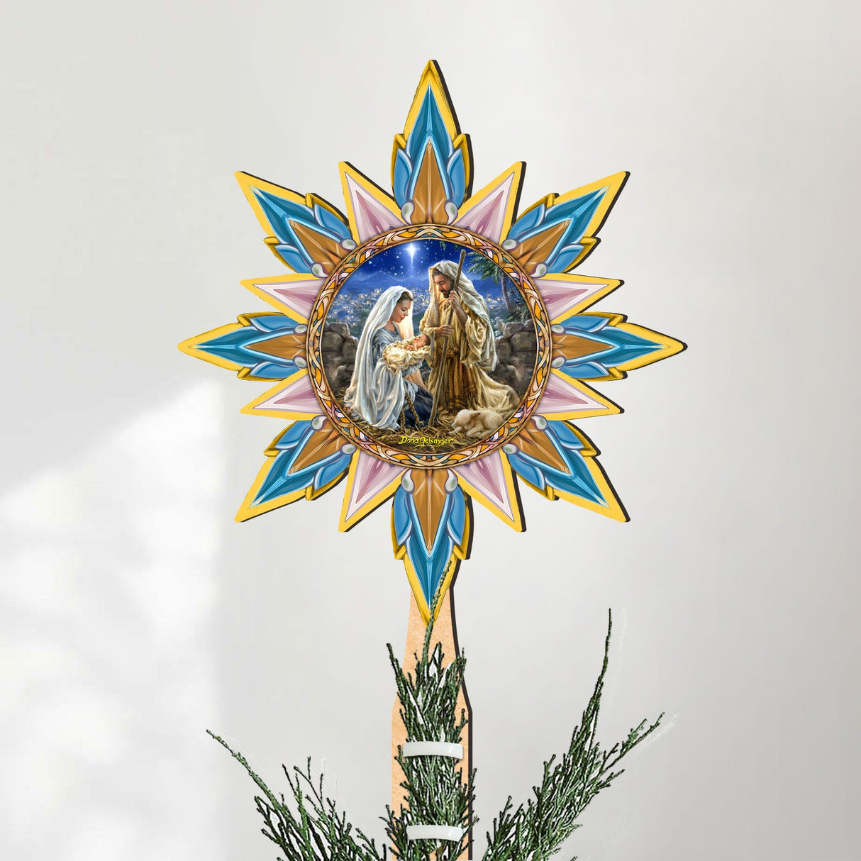 Estrella de Gloria a Dios para la punta del árbol, decoración de madera de D. Gelsinger - Decoración navideña - 89517-DG