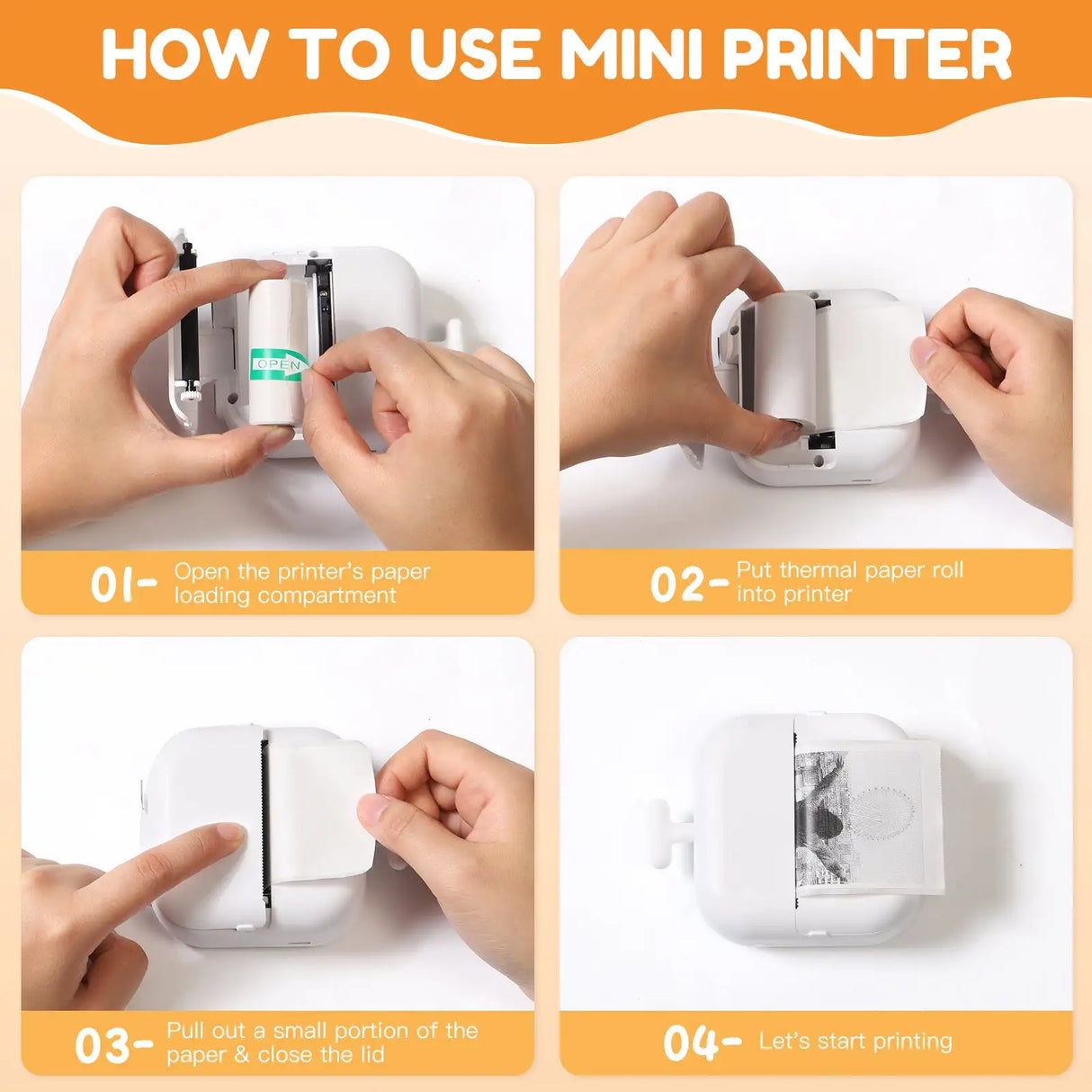 Mini Printer, All Purpose Sticker Maker With Thermal Papers, Bluetooth Portable Printer All Purpose - Lootquake