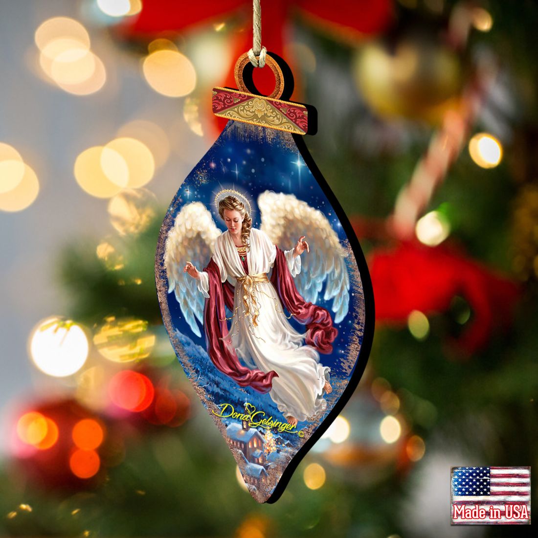 Adornos de madera de ángel de los palomares de Gelsinger - Decoración navideña - 8041118-1208