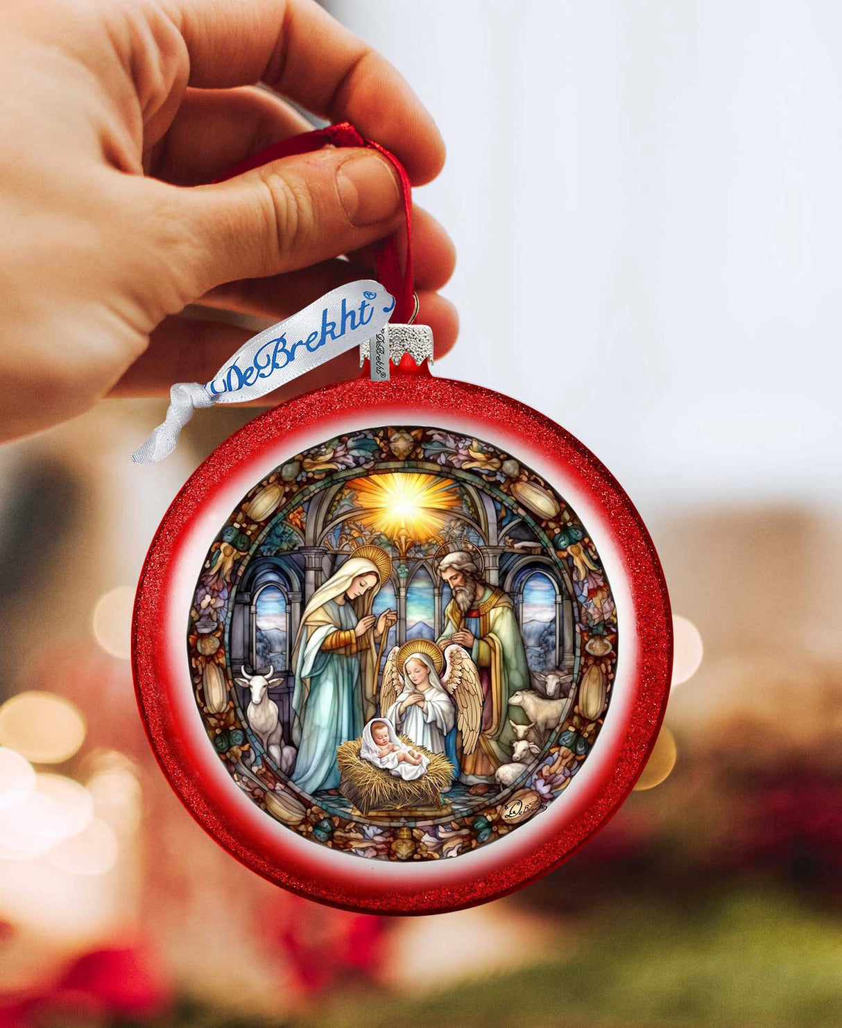 Adorno de bola de cristal para el pesebre "Una luz guía" de G. Debrekht - Decoración navideña - 73566C