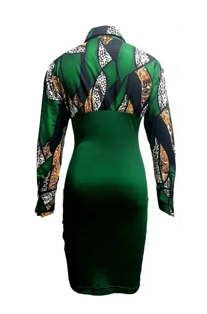 Women's Printed Waist Cinching Drawstring Pleated Hip Hugging Dress - Lootquake