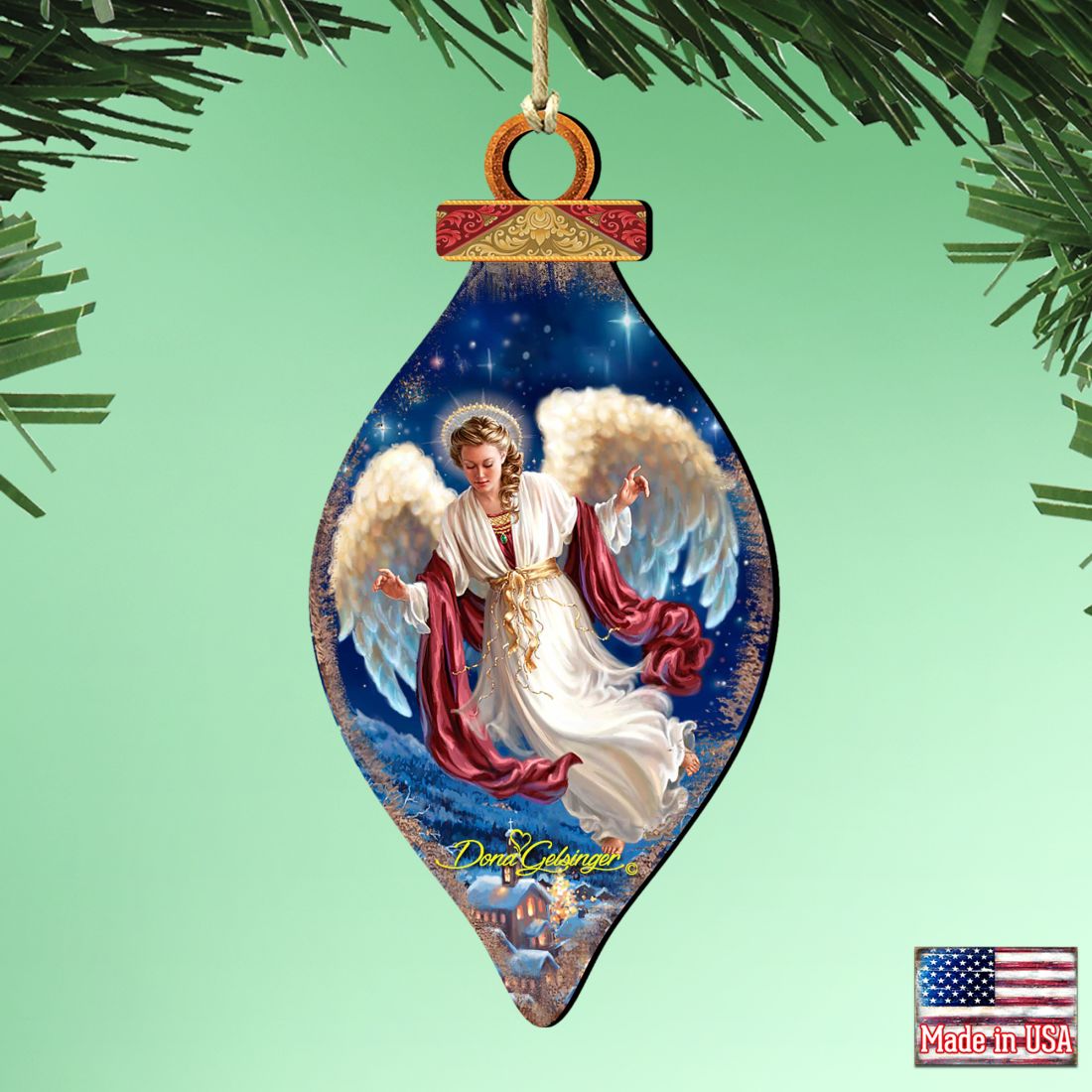 Adornos de madera de ángel de los palomares de Gelsinger - Decoración navideña - 8041118-1208