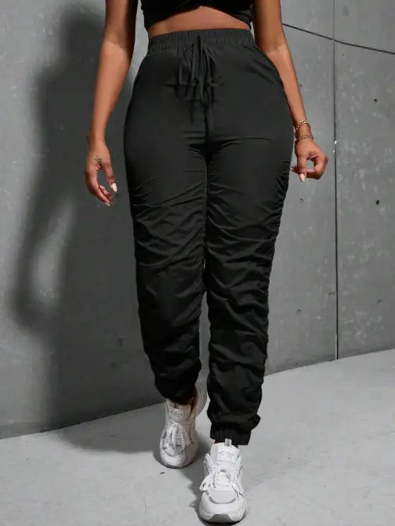 Women's Solid Color Lace Up Comfortable And Fashionable Versatile Pants - Lootquake