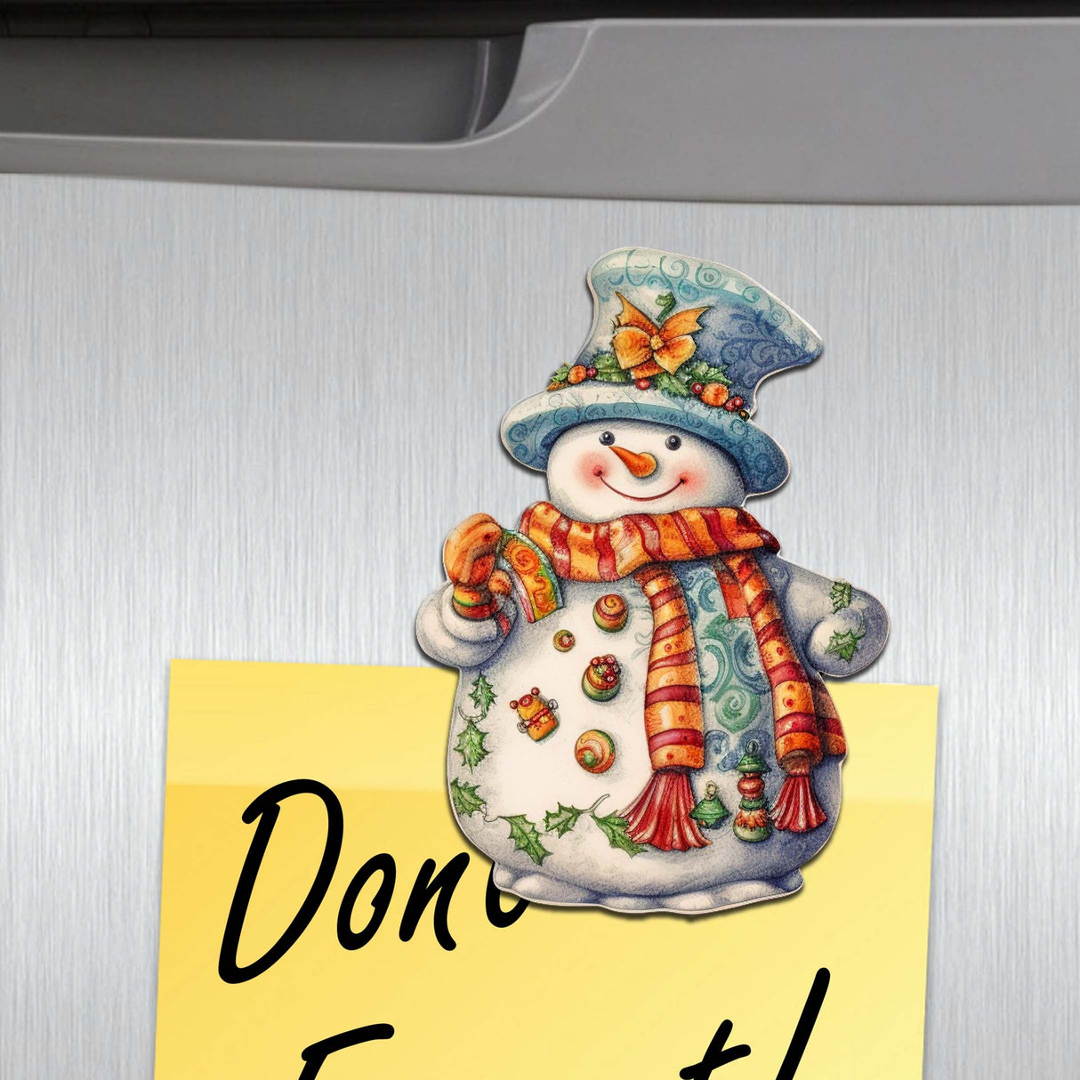 Juego de 6 imanes decorativos de madera con forma de muñeco de nieve de G. Debrekht - Decoración navideña de Papá Noel y muñeco de nieve - 8090023G-S6