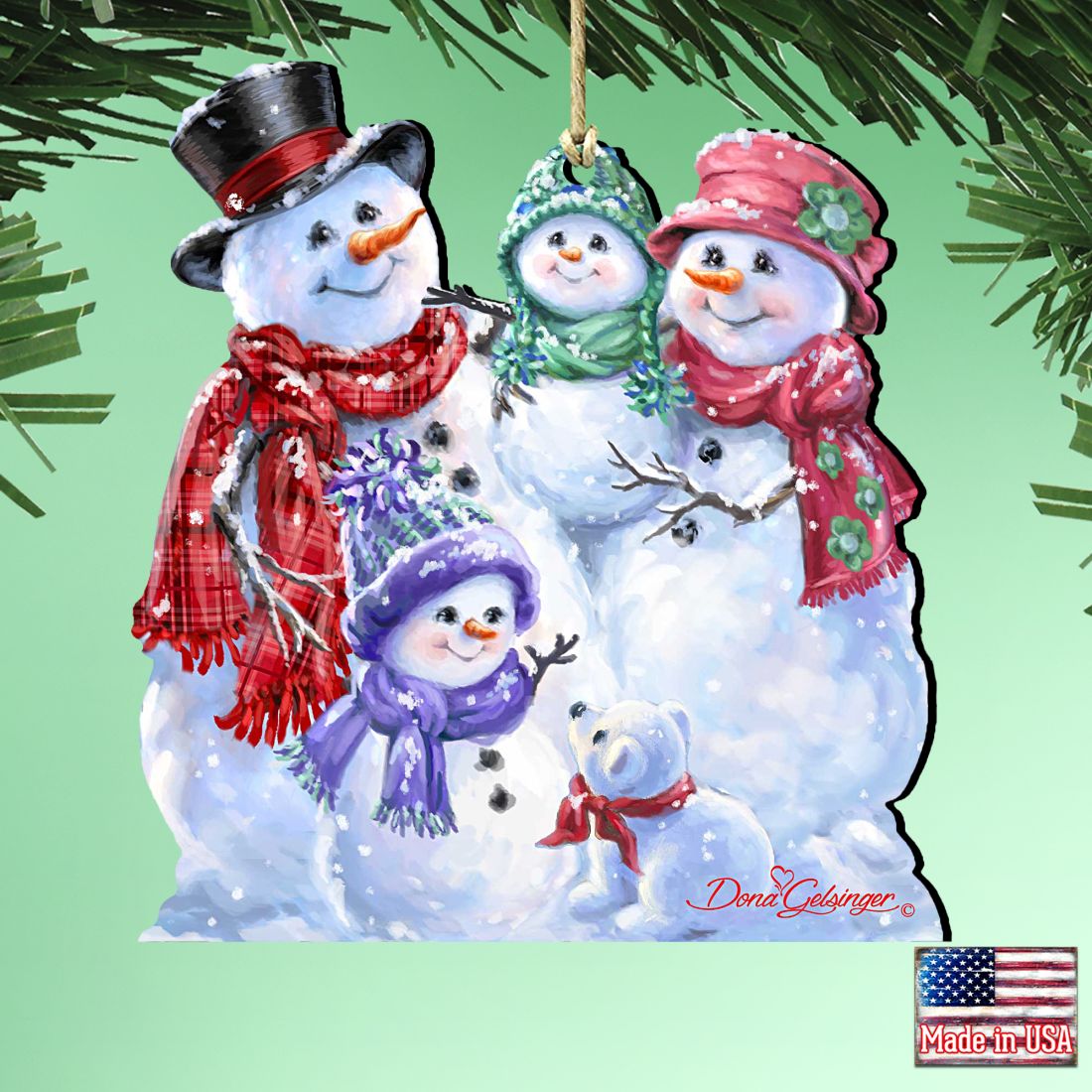 Adornos de madera con forma de familia de copos de nieve de Gelsinger - Decoración navideña - 8161018-1540