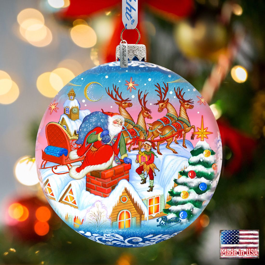 Adorno de bola de cristal con entrega especial, edición limitada, de G. DeBrekht - Decoración navideña de Papá Noel y muñeco de nieve - 73845