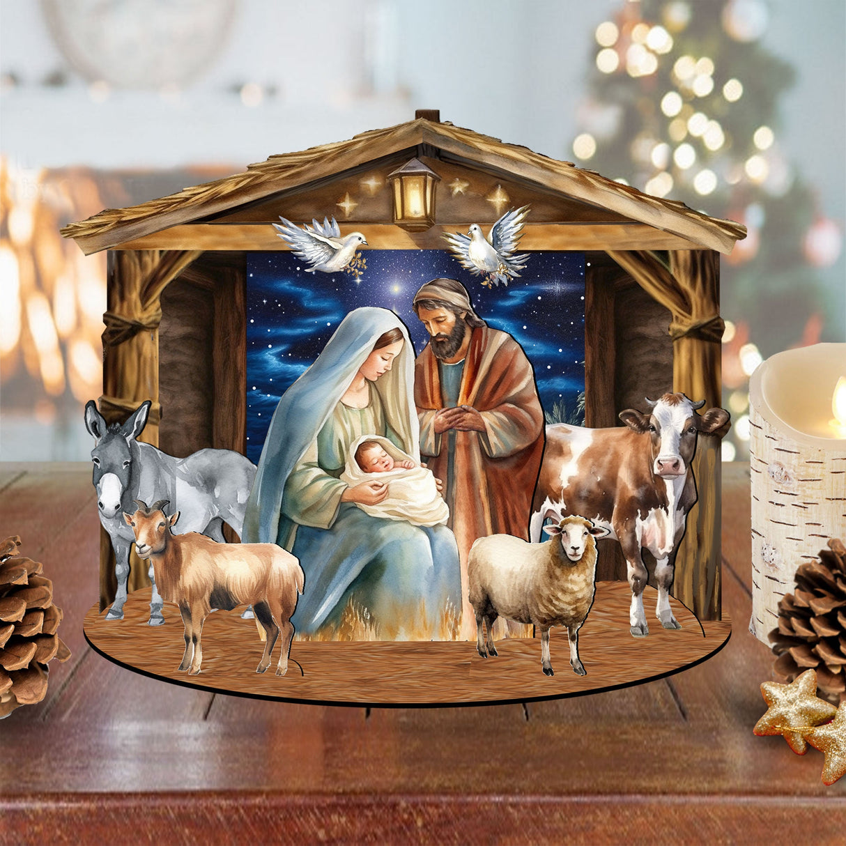 Classic Holy Family Nativity Scene Decorative Village Set by G. Debrekht Nativity Holiday Decor - 852766