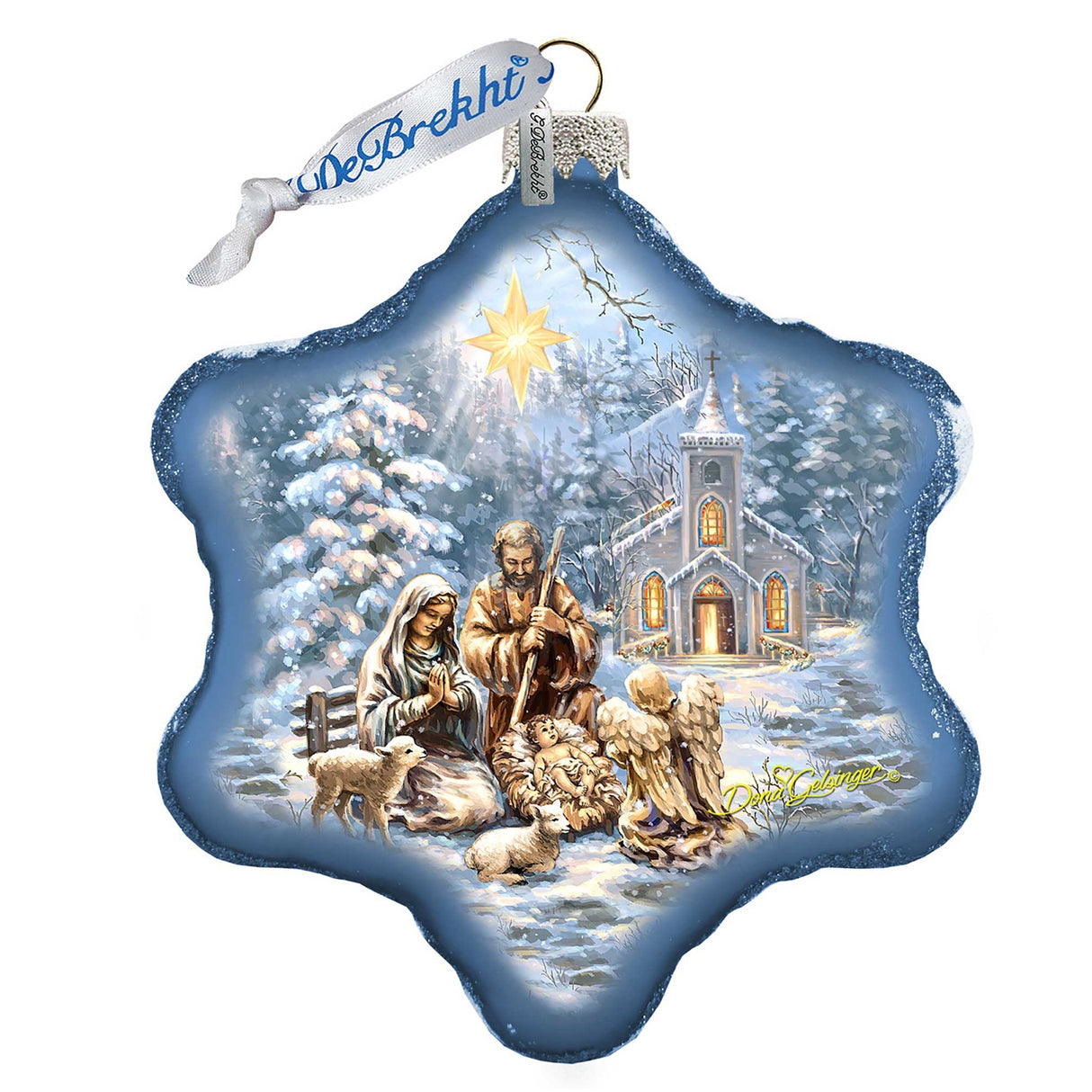Nativity at the Chapel Glass Ornament by D. Gelsinger - Nativity Holiday Decor - 754-101-DG