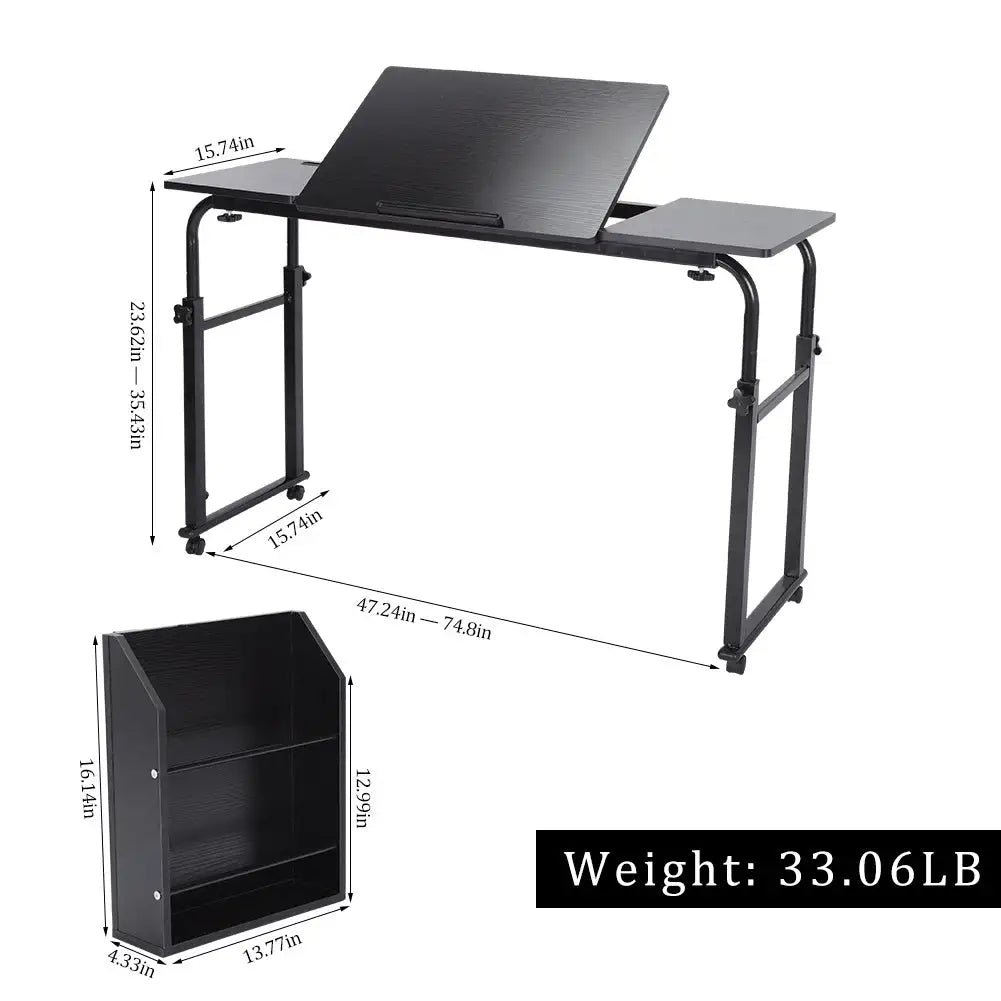 Adjustable Laptop Cart Mobile Computer Desk Overbed Writing Table with Wheels 02# - Lootquake