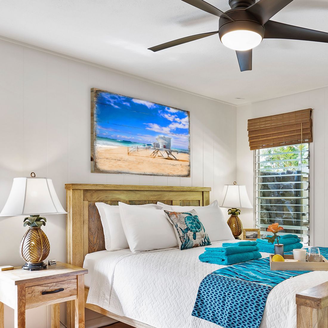 Torre de salvavidas de madera de Spady Beach, arte de pared costero de Nature Wonders - Decoración costera de vida marina - 95262B