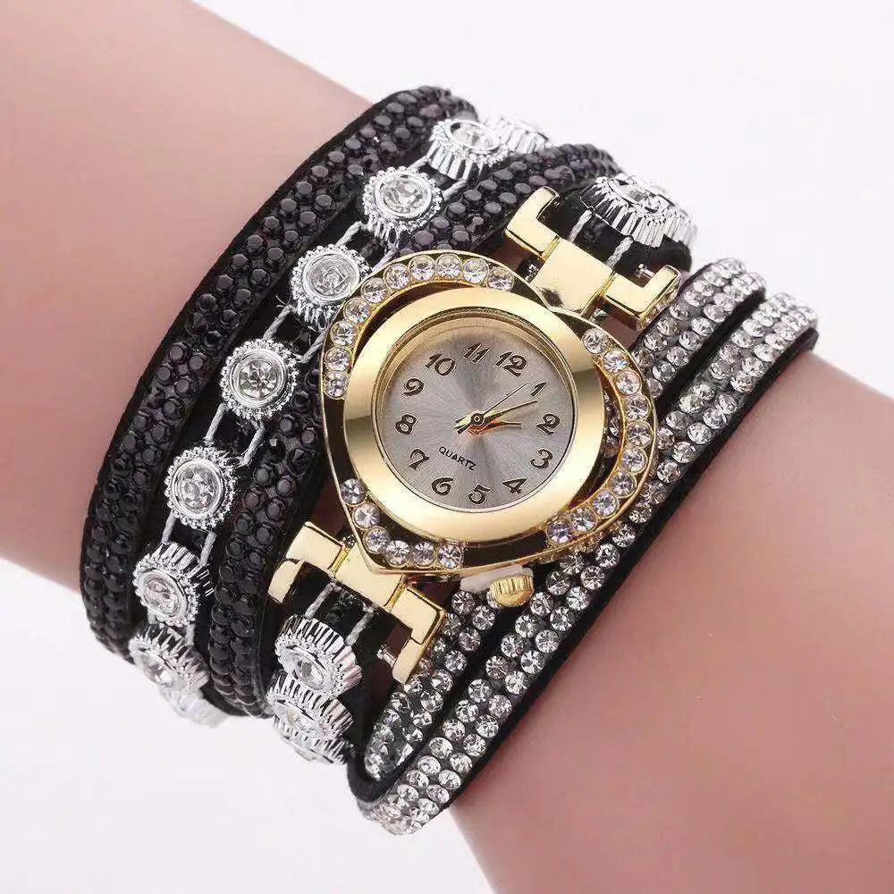 Colorful Bracelet Watch, Heart Shaped With Diamond Dials - Lootquake