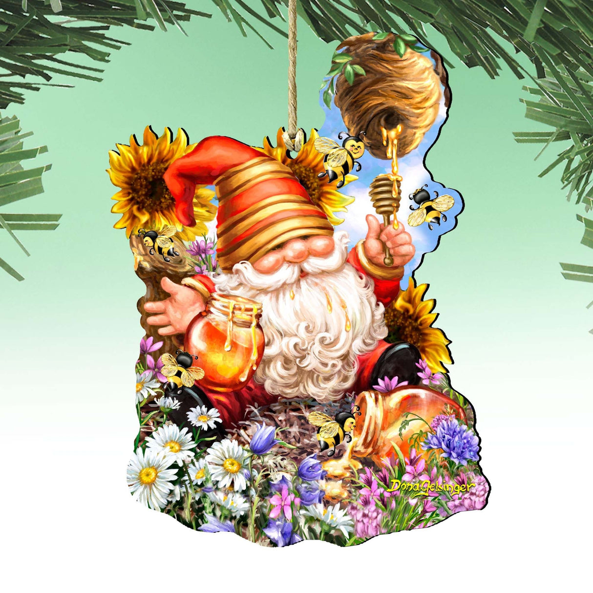 Adornos de madera de gnomos enanos con forma de panal de Gelsinger - Decoración de Pascua y primavera - 8461061-DG