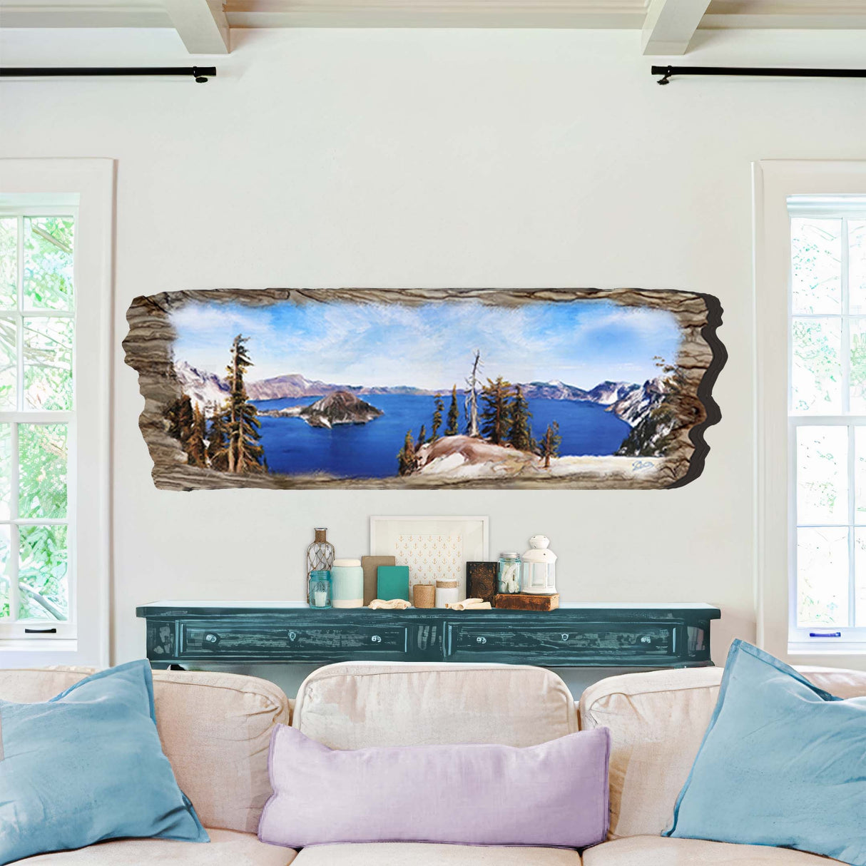 Arte mural de madera con vista al lago de G. DeBrekht Coastal Decor - 8491107W