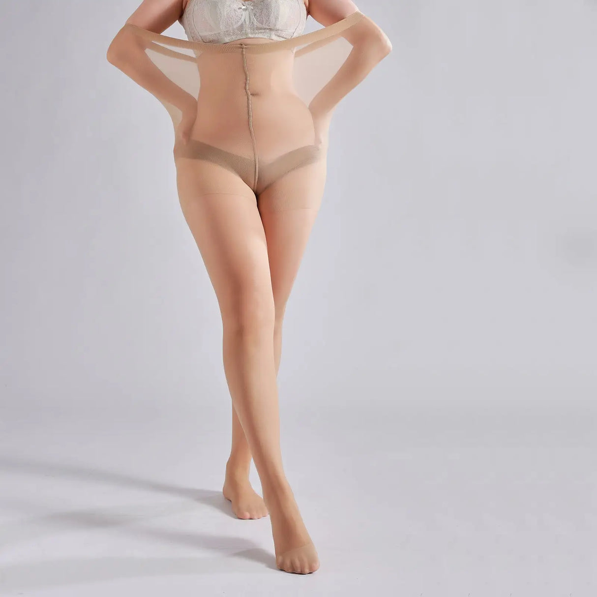 3 Pairs Plus Size Womens Sheer Tights 20D High Waist Control Top Pantyhose With Reinforced Toes - Lootquake