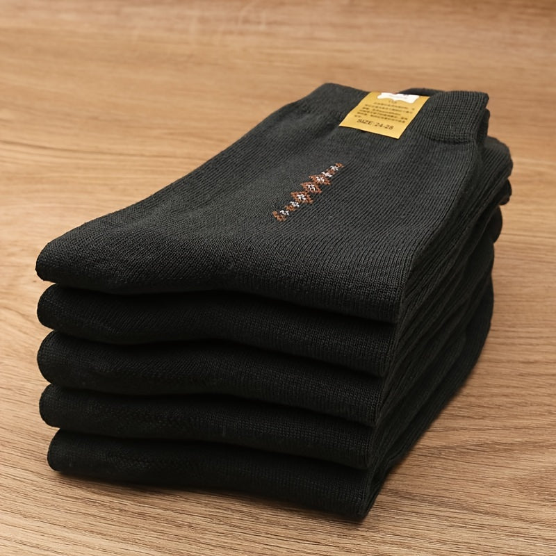 5/10 Pairs Of Men's Trendy Simple Solid Crew Socks, Breathable Comfy Casual Unisex Socks For Men's Outdoor Wearing All Seasons Wearing
