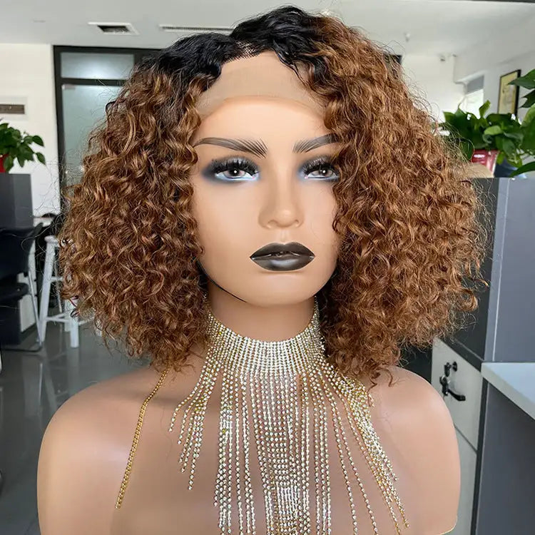 Cross-border E-commerce Exclusively For Ombre Curly Bobo1b30 Human Hair Lace Wig - Lootquake