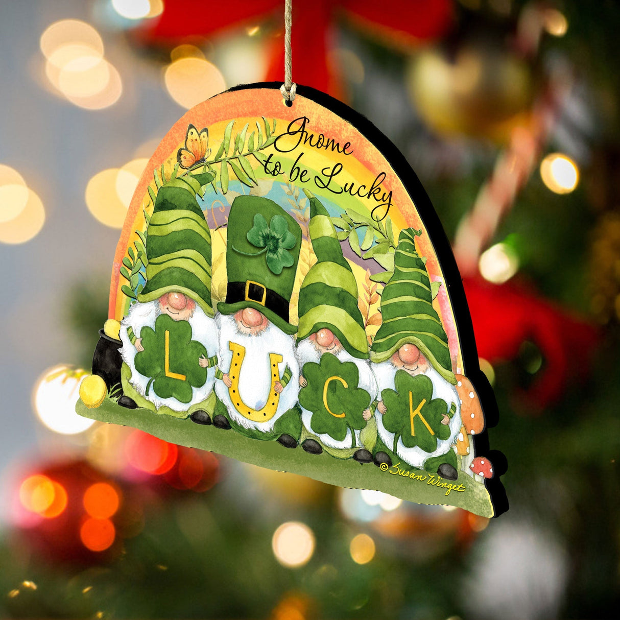 Adornos de madera de gnomos de San Patricio de Susan Winget - Decoración celta - 8471110-SW