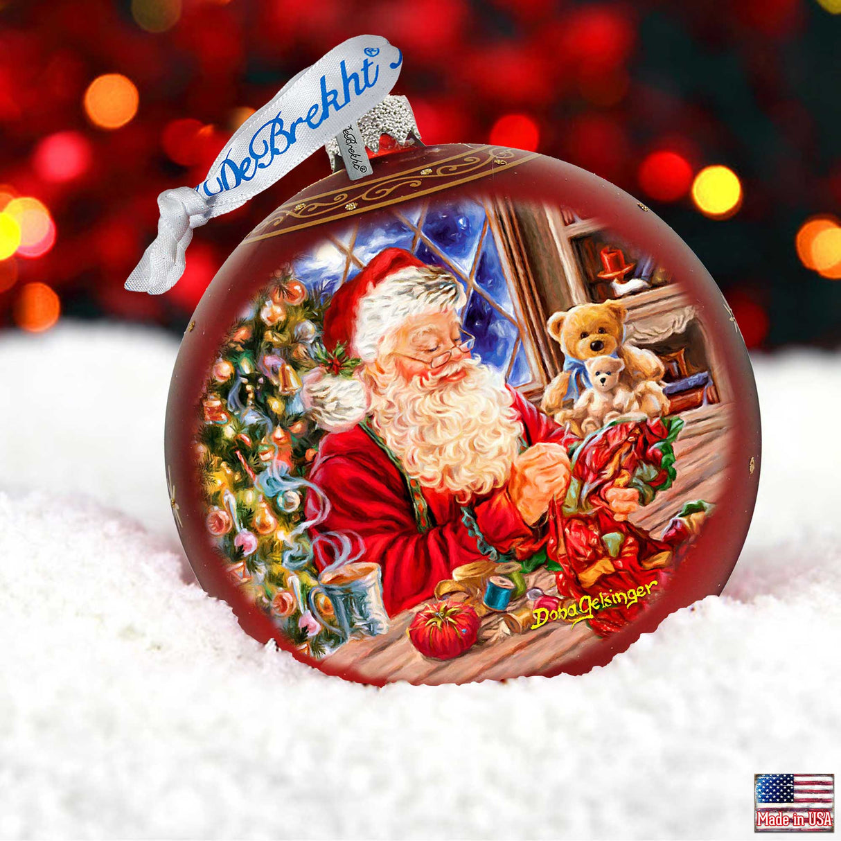 Getting Ready for the Holidays Santa Lg Glass Ornament in Red by Gelsinger - Christmas Decor - 73922R-DG