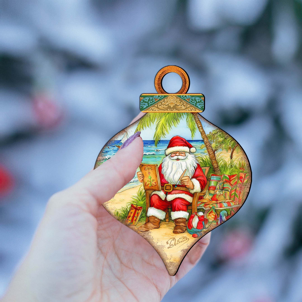 Beach Themed Ornaments - Santa's Artistry Wooden Ornaments by G. Debrekht Coastal Holiday Decor - 8688184