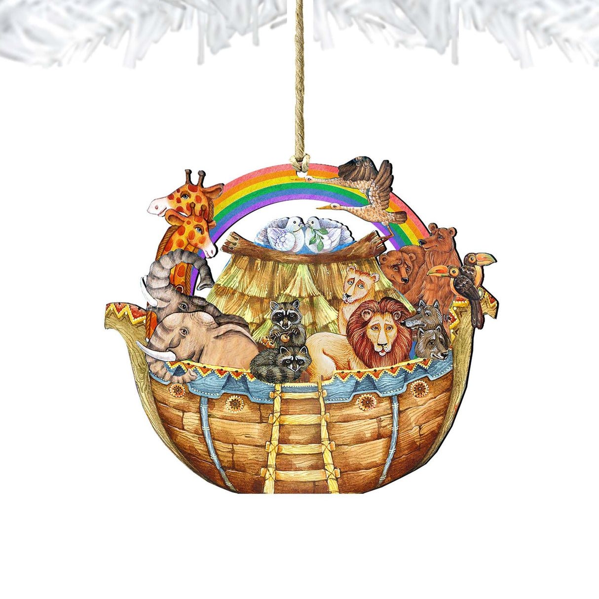 Noah's Ark Christmas Wooden Ornaments by G. DeBrekht - Nativity Holiday Decor - 8114050