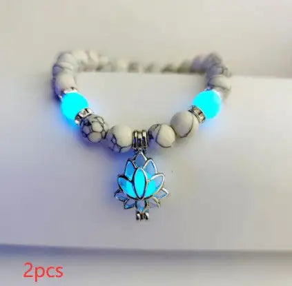 Energy Luminous Lotus Natural Stone Bracelet Yoga Healing Luminous Glow In The Dark Charm Beads Bracelet For Men Women Prayer Buddhism - Lootquake