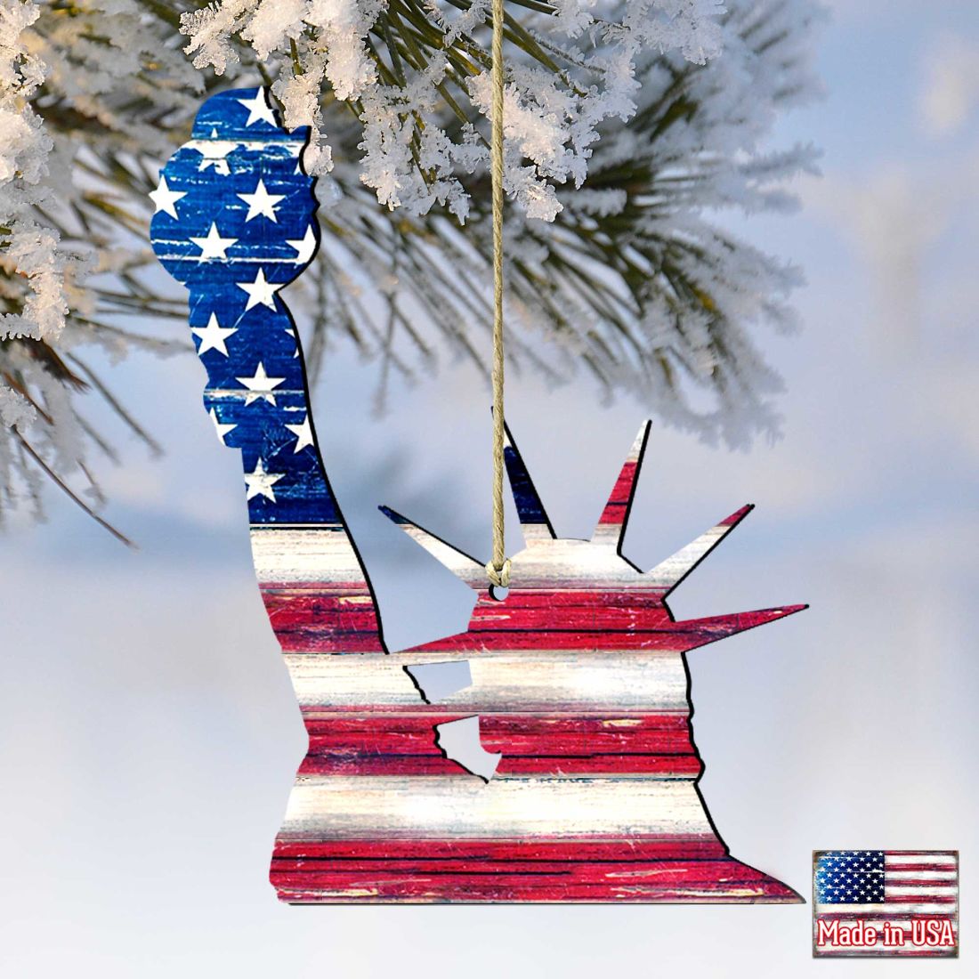 Adornos rústicos de madera de la Estatua de la Libertad - Decoración patriótica estadounidense - 8198918