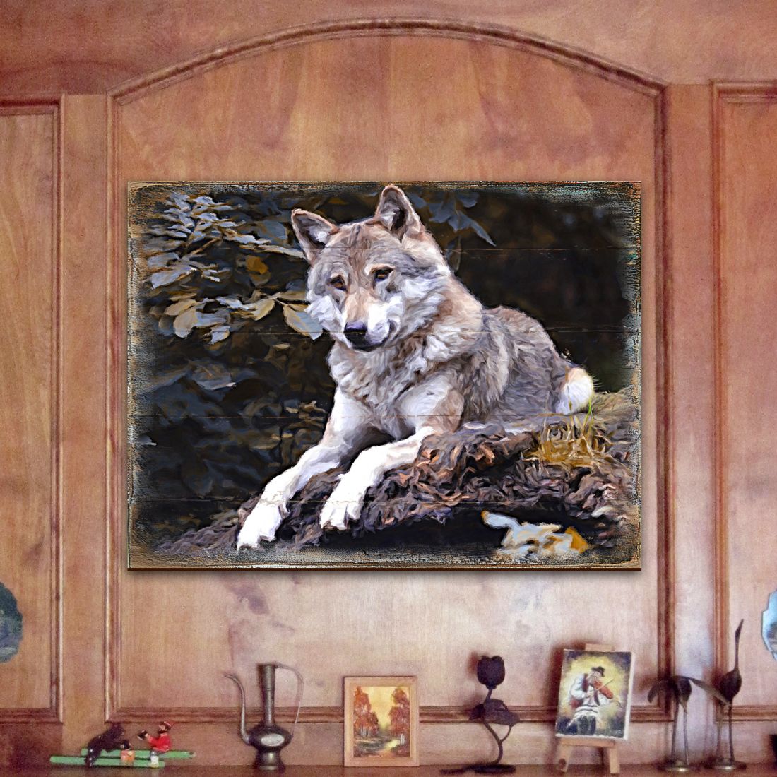 Wolf Art Wooden Wall Art by Nature Wonders - Nature Wildlife Decor - 95287B