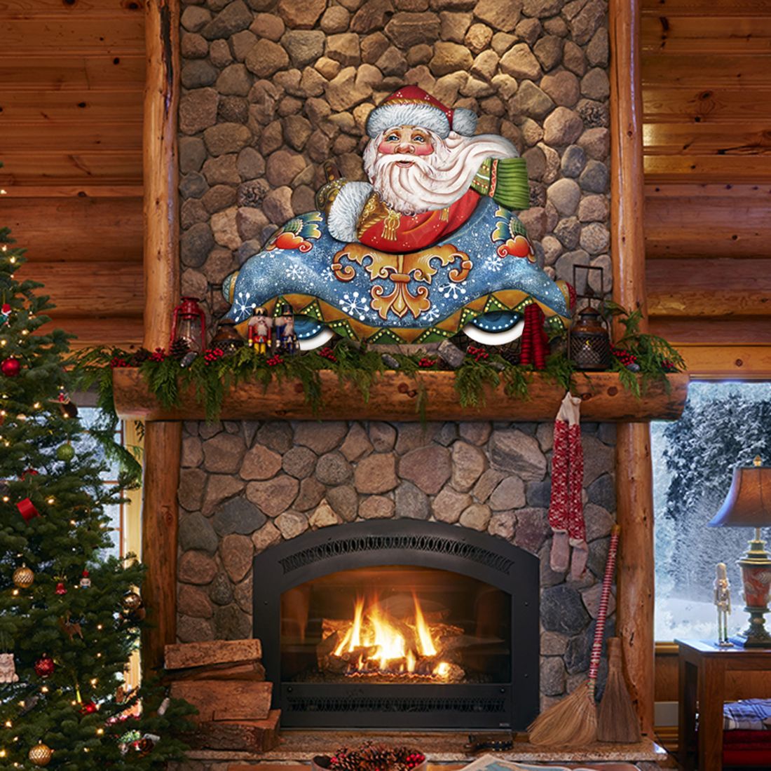 Decoración navideña para puerta con Papá Noel en el coche de G. DeBrekht - Decoración navideña con muñeco de nieve y Papá Noel - 8112045H