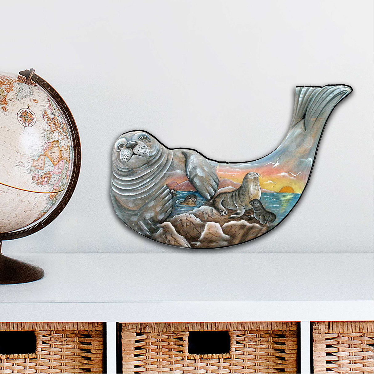 Decoración para puerta de casa de playa con leones marinos de G. DeBrekht - Decoración costera navideña - 8158914H