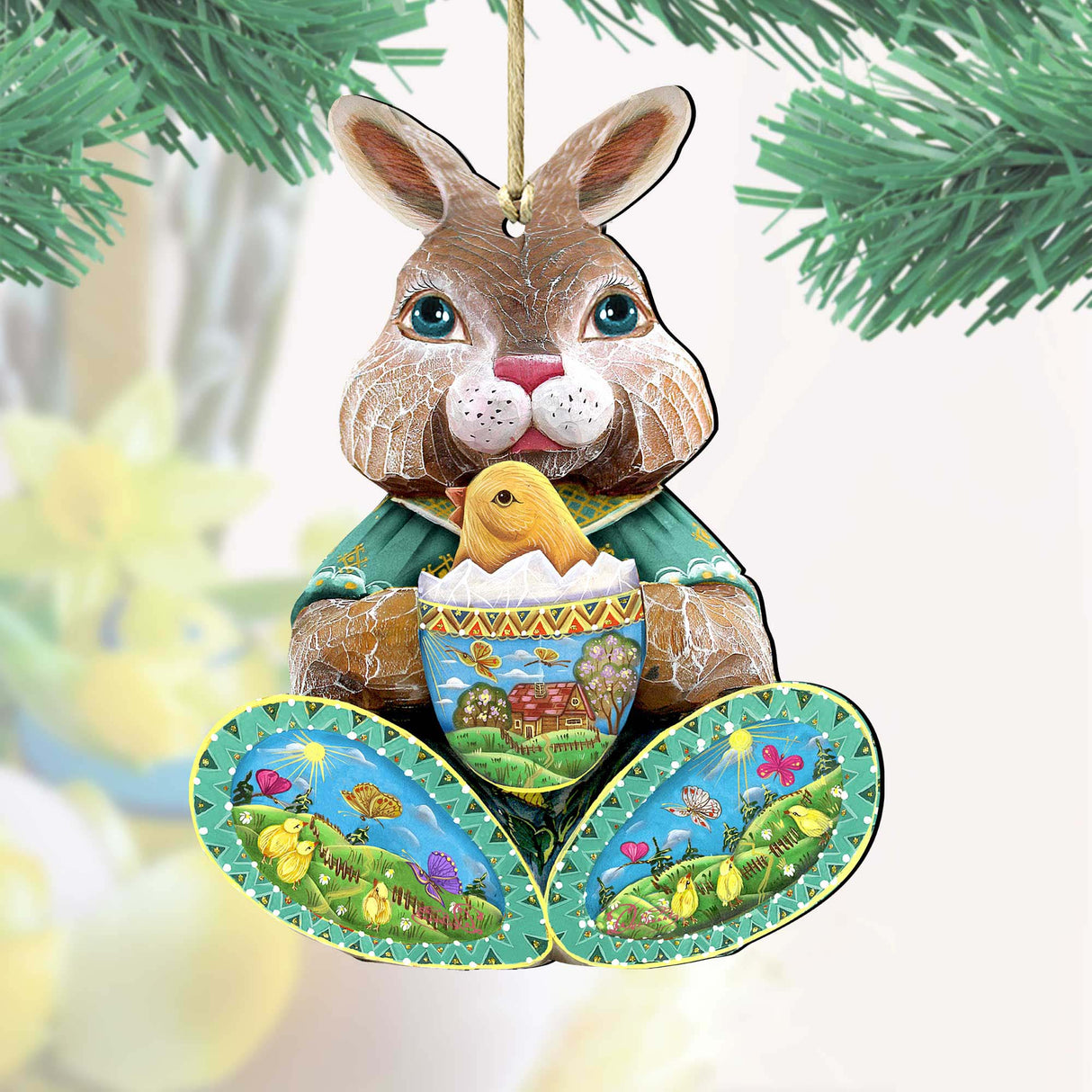 Easter Bunny Christmas Wooden Ornaments by G. DeBrekht - Christmas Decor - 8144502