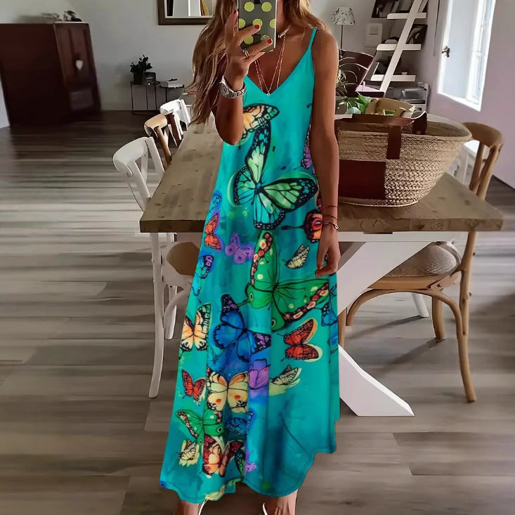 Vestido de mujer con tirantes de primavera y verano con estampado digital