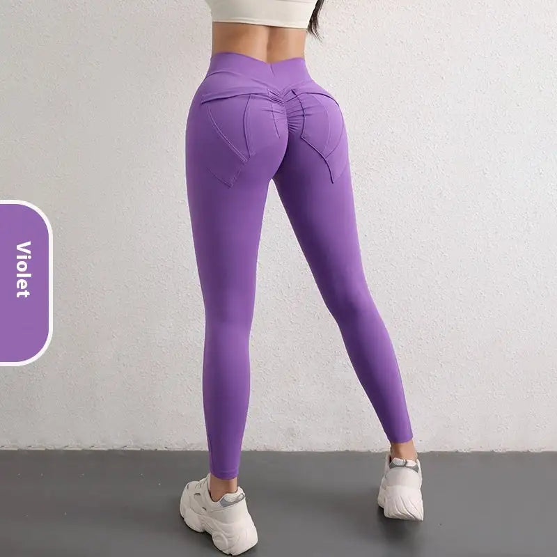 High Waist Hip Lift Yoga Pants With Pockets Women's Sports Fitness Trousers Leggings - Lootquake