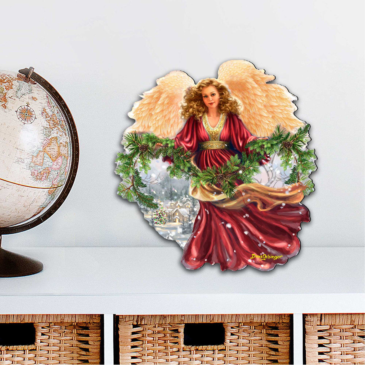 Ángel nevado, decoración navideña para puerta de D. Gelsinger - Decoración navideña - 8461068H-DG