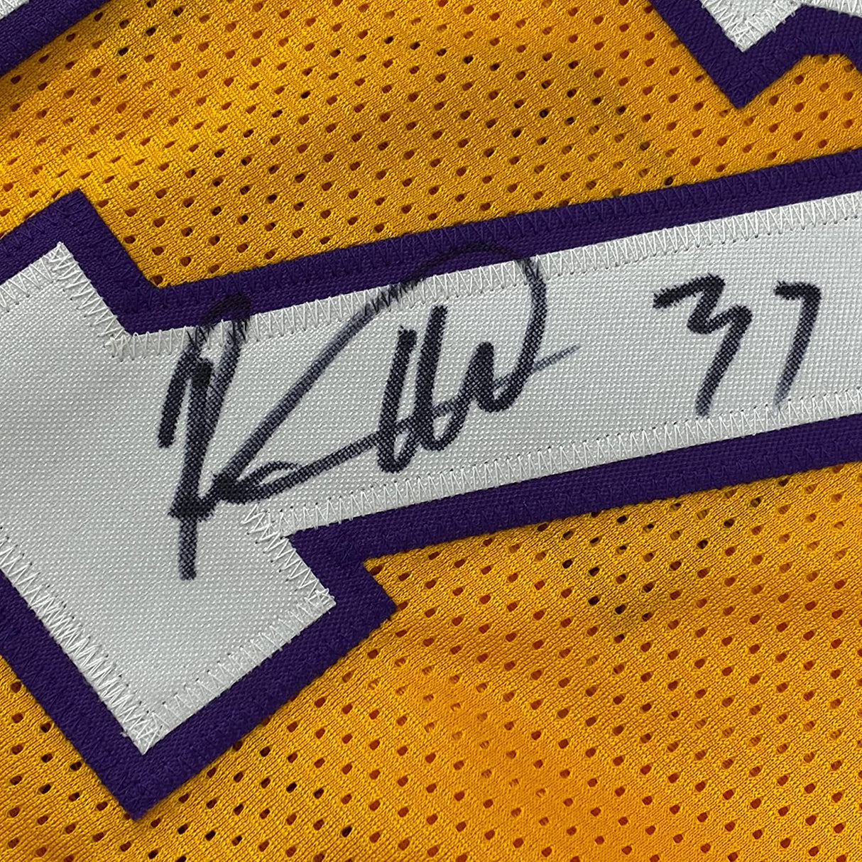 Camiseta de baloncesto amarilla de Los Ángeles LA, enmarcada, autografiada y firmada por Ron Artest, 35 x 39, PSA/CÓDIGO DE ADN