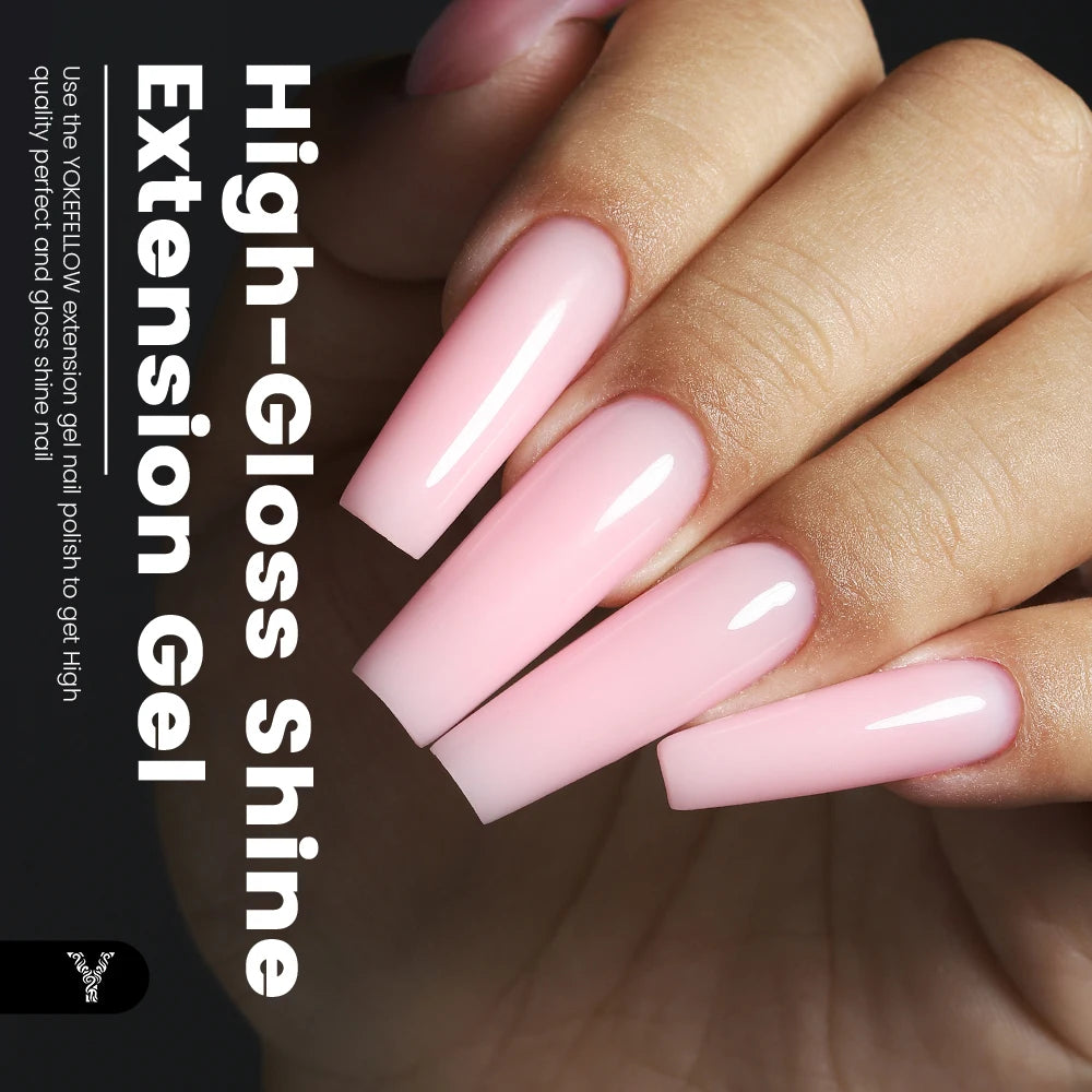 Esmalte de uñas en gel YOKEFELLOW de 15 g, color rosa nude, transparente, para construcción, extensión, remojo, UV LED, acrílico.