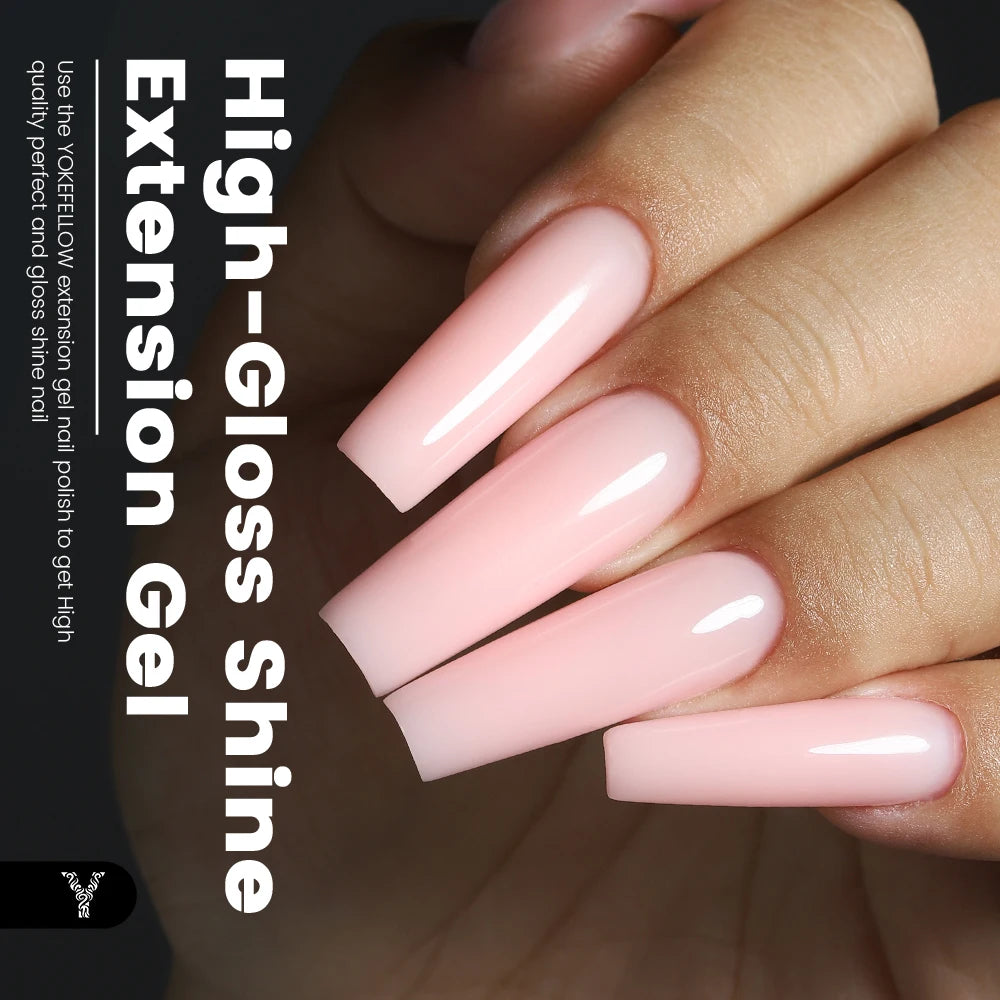 Esmalte de uñas en gel YOKEFELLOW de 15 g, color rosa nude, transparente, para construcción, extensión, remojo, UV LED, acrílico.