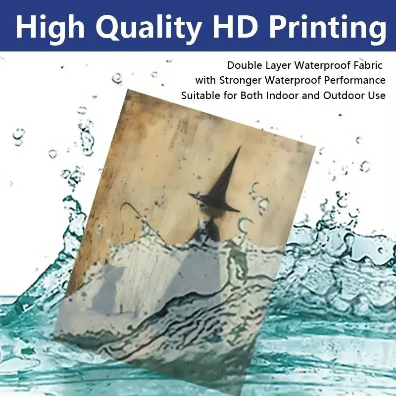 Decoración de pared de fiesta gótica de Halloween espeluznante, lienzo sin marco de 30 x 40 cm con murciélagos, brujas y gatos negros para sala de estar, dormitorio y baño.