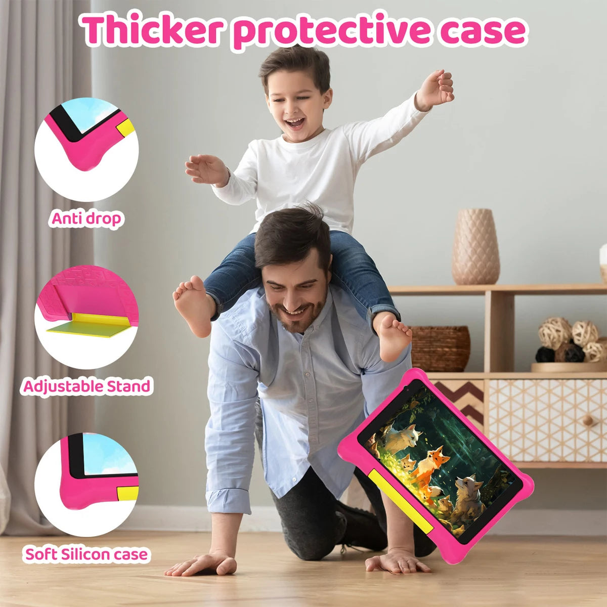 Tablette enfant TK707 7 pouces Android 13 Quad Core 5 Go RAM 32 Go ROM 128 Go extensible WiFi Bluetooth Cadeau enfant Logiciel pour enfants Manette de jeu