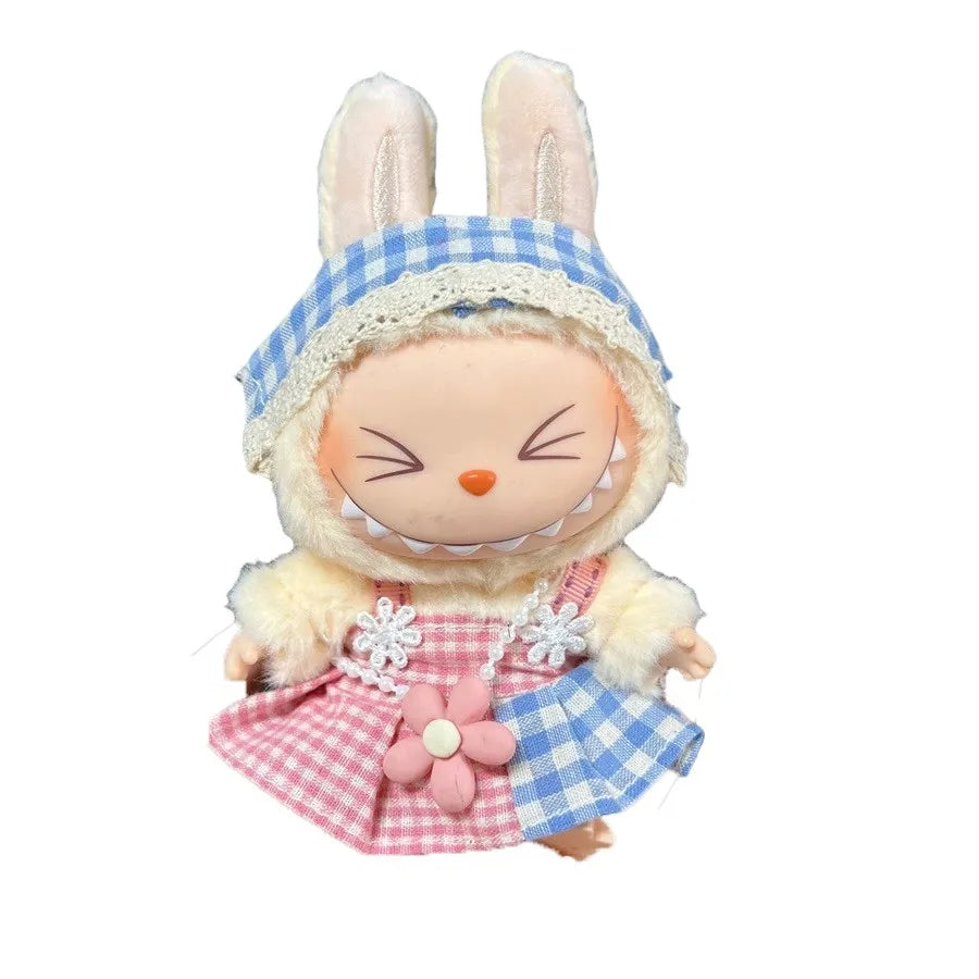 Labubu 17 cm Poupée Mode Mignonne Peluche Poupée Vêtements Ensemble pour Garçons avec Vêtements et Accessoires Convient pour Poupées Mode Peluche
