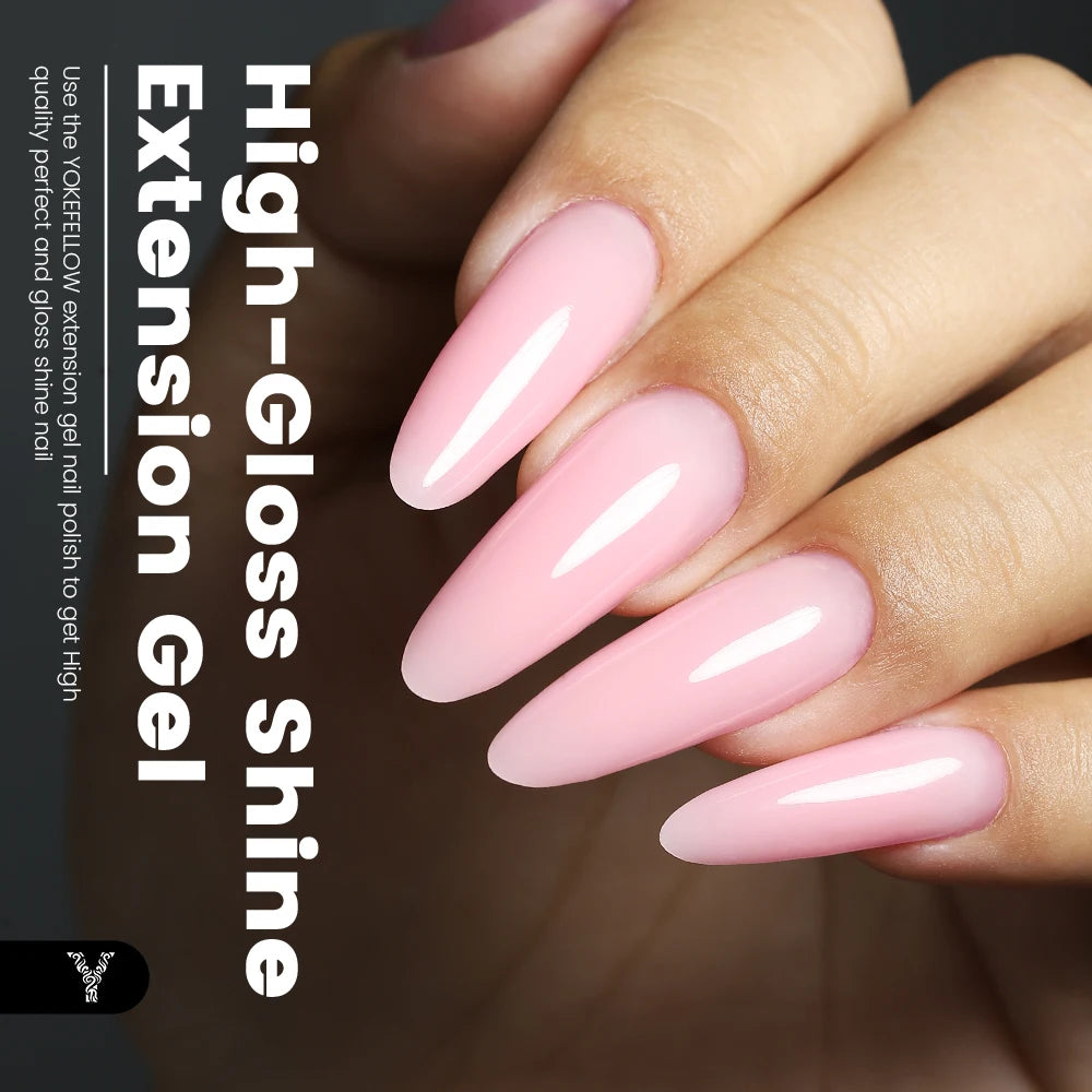 Esmalte de uñas en gel YOKEFELLOW de 15 g, color rosa nude, transparente, para construcción, extensión, remojo, UV LED, acrílico.