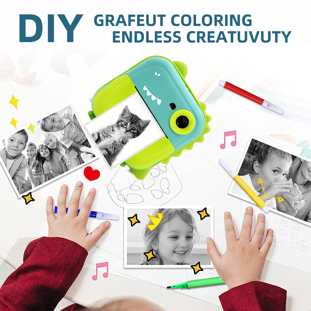 Cámara de impresión instantánea para niños, cámara fotográfica digital para niños y niñas con impresión térmica, juguetes educativos para niños, regalos, mini impresora térmica