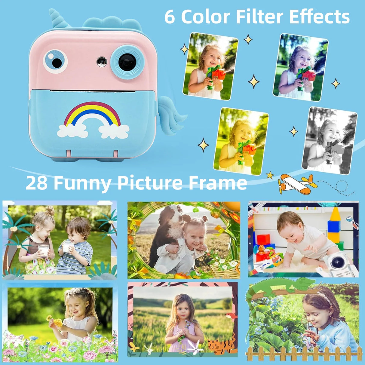 Cámara de impresión instantánea para niños, cámara fotográfica digital para niños y niñas con impresión térmica, juguetes educativos para niños, regalos, mini impresora térmica