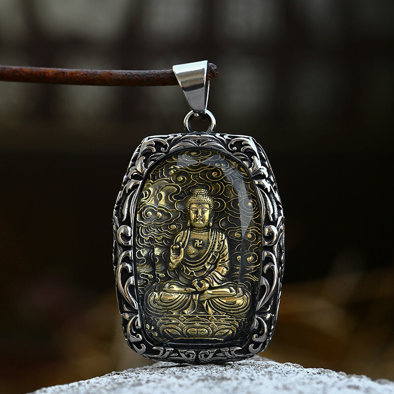 Colgante de acero inoxidable con forma de bodhisattva budista
